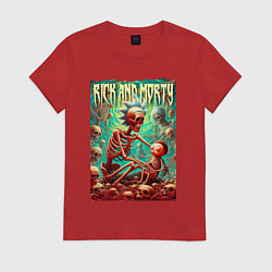 Футболка хлопковая женская Rick and Morty in the hell, цвет: красный
