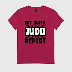 Футболка хлопковая женская Есть спать дзюдо, цвет: маджента
