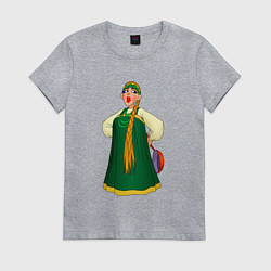 Футболка хлопковая женская Баба, цвет: меланж