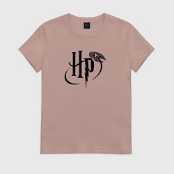 Футболка хлопковая женская Harry Potter logo, цвет: пыльно-розовый