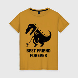 Футболка хлопковая женская Godzilla best friend, цвет: горчичный