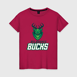 Футболка хлопковая женская Milwaukee Bucks NBA, цвет: маджента