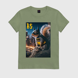 Футболка хлопковая женская Bat squirrel - ai art fantasy, цвет: авокадо