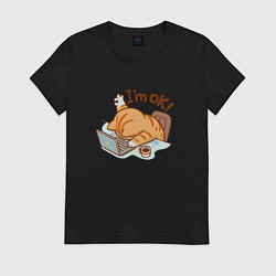 Футболка хлопковая женская Im ok, цвет: черный