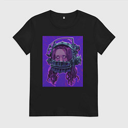 Футболка хлопковая женская Аманда Янг, цвет: черный