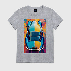 Футболка хлопковая женская Яркий ретро автомобиль, цвет: меланж