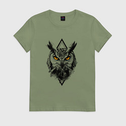 Футболка хлопковая женская Ушастая сова, цвет: авокадо