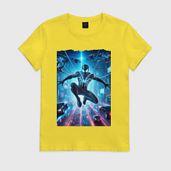 Футболка хлопковая женская Spider man - cyberpunk fantasy, цвет: желтый