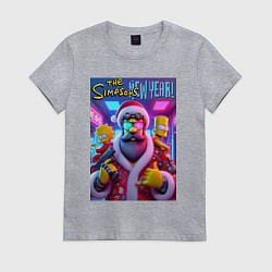 Футболка хлопковая женская Simpsons new year - ai art fantasy, цвет: меланж