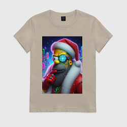Футболка хлопковая женская Simpson Claus - cyberpunk, цвет: миндальный