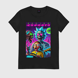 Футболка хлопковая женская Rick and Morty - racing esports, цвет: черный