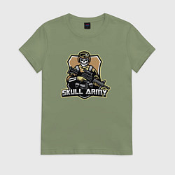 Футболка хлопковая женская Skull army, цвет: авокадо