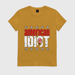 Футболка хлопковая женская Green Day - american idiot, цвет: горчичный