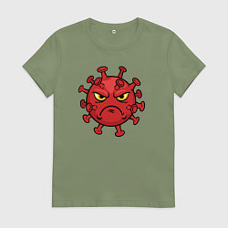Футболка хлопковая женская Хмурый вирус, цвет: авокадо