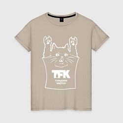 Футболка хлопковая женская Thousand Foot Krutch - cat rock, цвет: миндальный