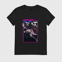 Футболка хлопковая женская Клинок рассекающий демонов: Незуко Камадо, цвет: черный