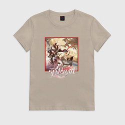 Футболка хлопковая женская Фуга, цвет: миндальный