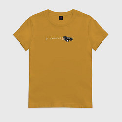 Футболка хлопковая женская Proposal of marriage Кира Йошикаге рука JoJo, цвет: горчичный