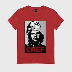 Футболка хлопковая женская Че Гевара - шеф повар, цвет: красный