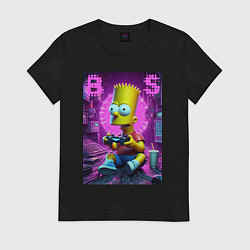 Футболка хлопковая женская Bart Simpson - cool gamer, цвет: черный