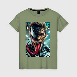 Футболка хлопковая женская Venom and Eddie - ai art fantasy, цвет: авокадо