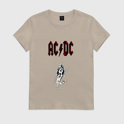 Футболка хлопковая женская AcDc - roook, цвет: миндальный