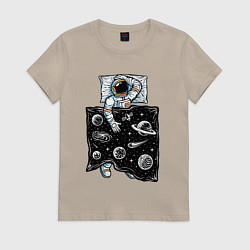 Футболка хлопковая женская Космический сон, цвет: миндальный