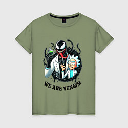 Футболка хлопковая женская Venom slime and Rick - collaboration, цвет: авокадо