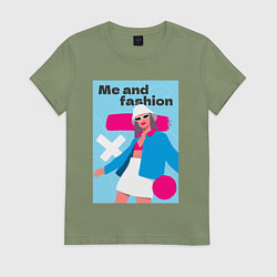 Футболка хлопковая женская Я и мода pop art, цвет: авокадо