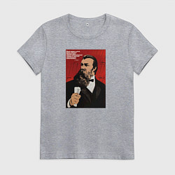 Футболка хлопковая женская Фридрих Энгельс, цвет: меланж