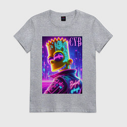 Футболка хлопковая женская Cyber Bart - neon glow, цвет: меланж