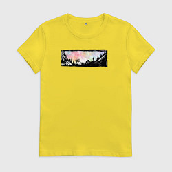 Футболка хлопковая женская Страсть к путешествиям на колесах, цвет: желтый