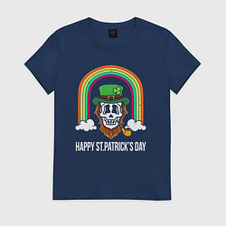 Футболка хлопковая женская Happy St Patricks day - skull, цвет: тёмно-синий