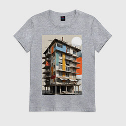 Футболка хлопковая женская Старая панелька, цвет: меланж