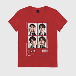 Футболка хлопковая женская Jimin bts 4cut, цвет: красный