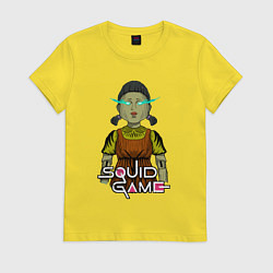 Футболка хлопковая женская Squid game doll, цвет: желтый