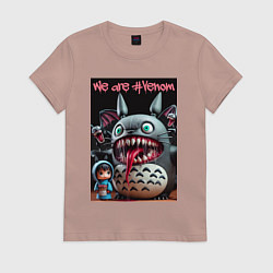 Футболка хлопковая женская Totoro-Venom - ai art fantasy, цвет: пыльно-розовый