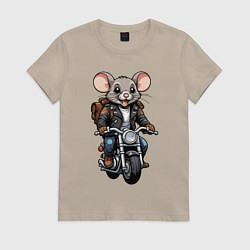 Футболка хлопковая женская Biker mice, цвет: миндальный