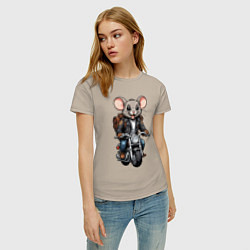 Футболка хлопковая женская Biker mice, цвет: миндальный — фото 2
