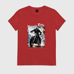 Футболка хлопковая женская Hells biker, цвет: красный