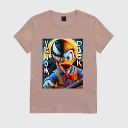 Футболка хлопковая женская Venom-Duck - ai art fantasy, цвет: пыльно-розовый