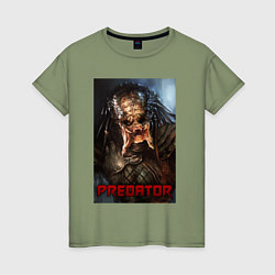 Футболка хлопковая женская Predator movie, цвет: авокадо