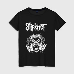 Футболка хлопковая женская Slipknot rock dog, цвет: черный