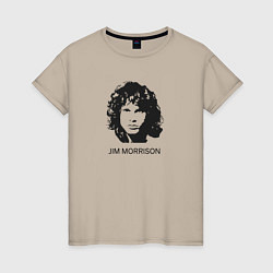 Футболка хлопковая женская Jim Morrison rock legend, цвет: миндальный