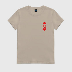Футболка хлопковая женская Королева Черви - для пары, цвет: миндальный
