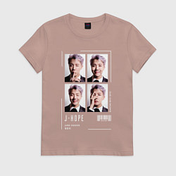 Футболка хлопковая женская Hoseok bts 4cut, цвет: пыльно-розовый
