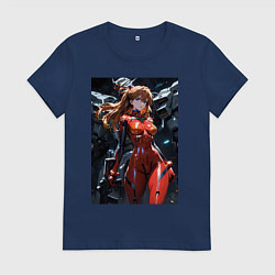 Футболка хлопковая женская Аска Лэнгли Евангелион, цвет: тёмно-синий