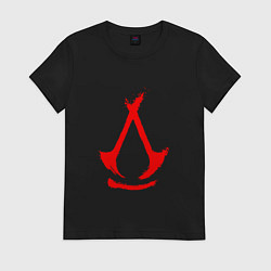 Футболка хлопковая женская Assassins creed - shadows logotype, цвет: черный