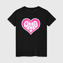 Футболка хлопковая женская Oh my god love, цвет: черный