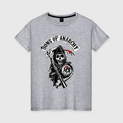 Футболка хлопковая женская Sons of anarchy - логотип, цвет: меланж